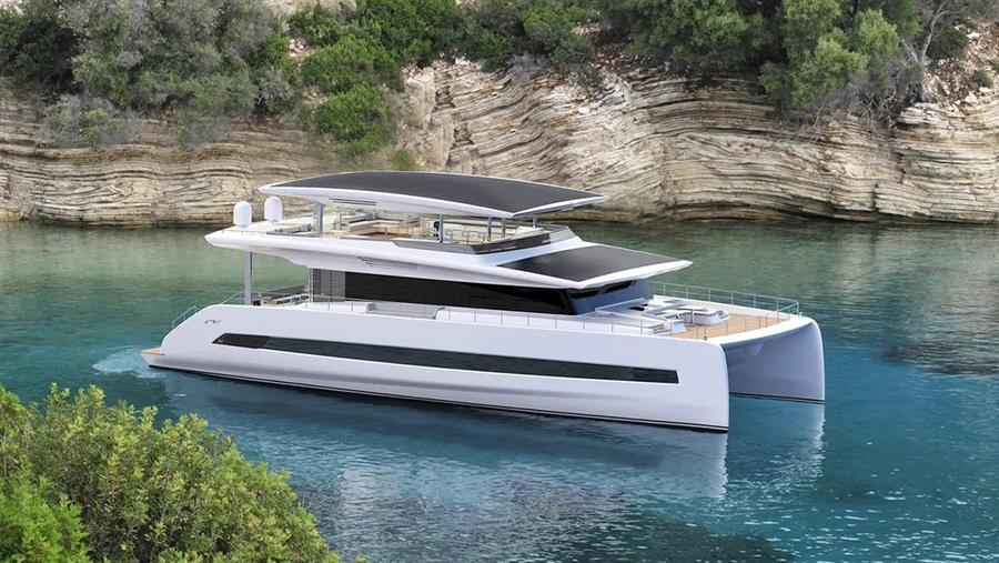 Yacht at marina for damage assessment